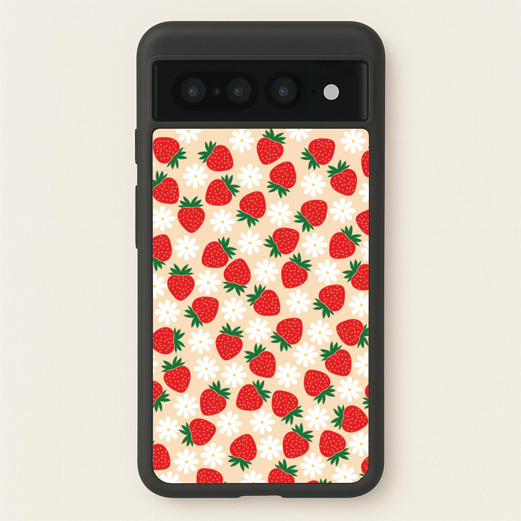 Strawberries and Flowers - Spring Patterns - Spring Phone Case for Google Pixel 7 Pro