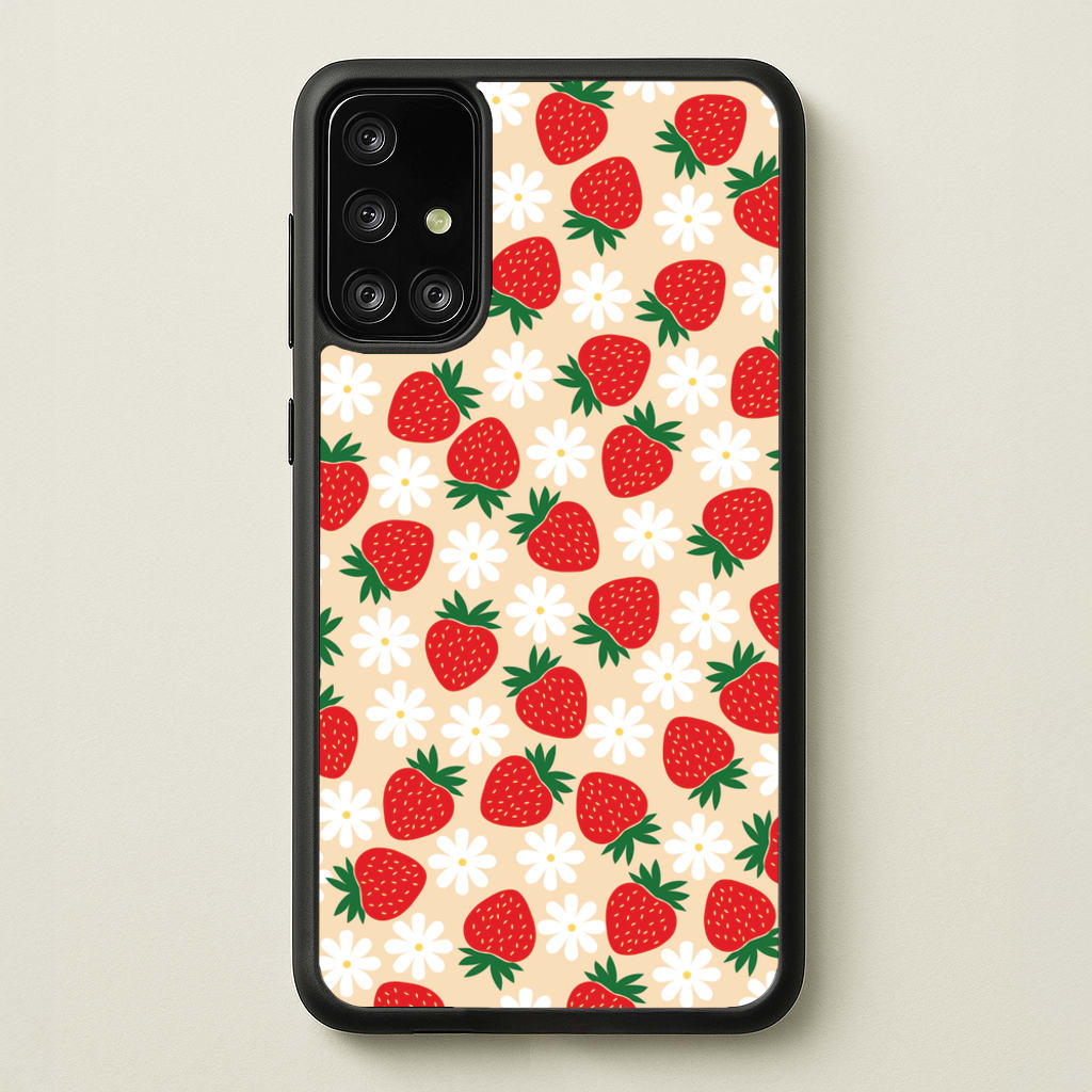 Strawberries and Flowers - Spring Patterns - Spring Phone Case for Galaxy A71
