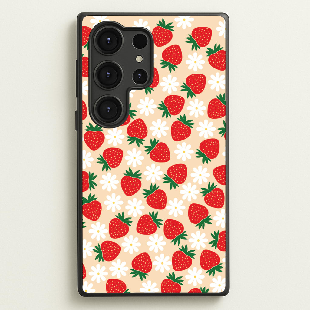 Strawberries and Flowers - Spring Patterns - Spring Phone Case for Galaxy S25 Ultra