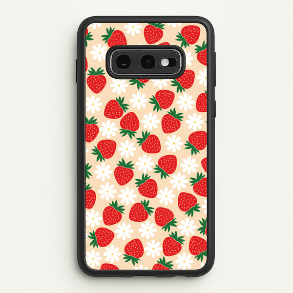 Strawberries and Flowers - Spring Patterns - Spring Phone Case for Galaxy S10e