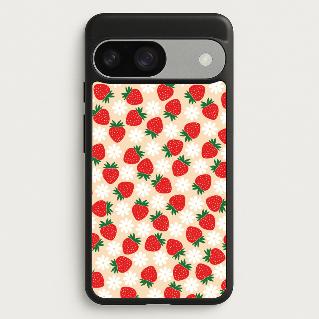 Strawberries and Flowers - Spring Patterns - Spring Phone Case for Google Pixel 9 / 9 Pro