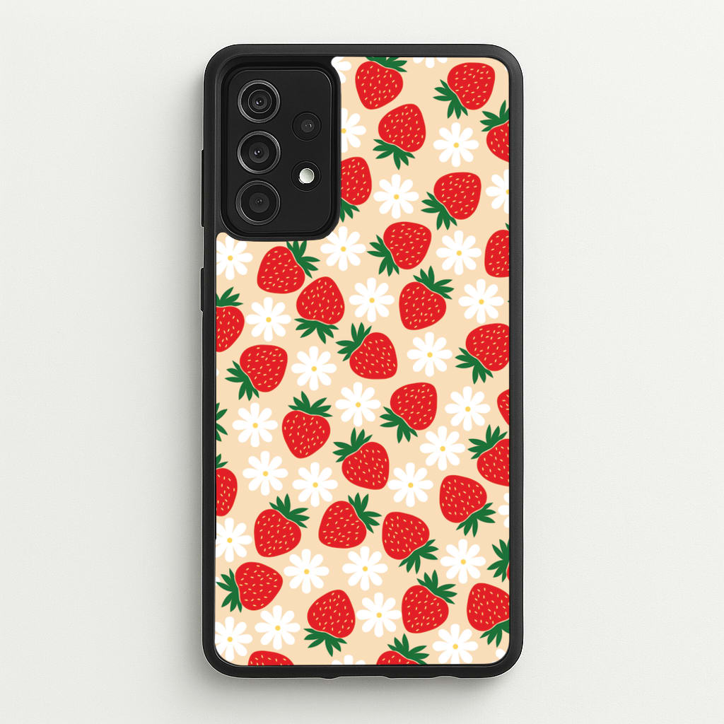 Strawberries and Flowers - Spring Patterns - Spring Phone Case for Galaxy A52 / A52s