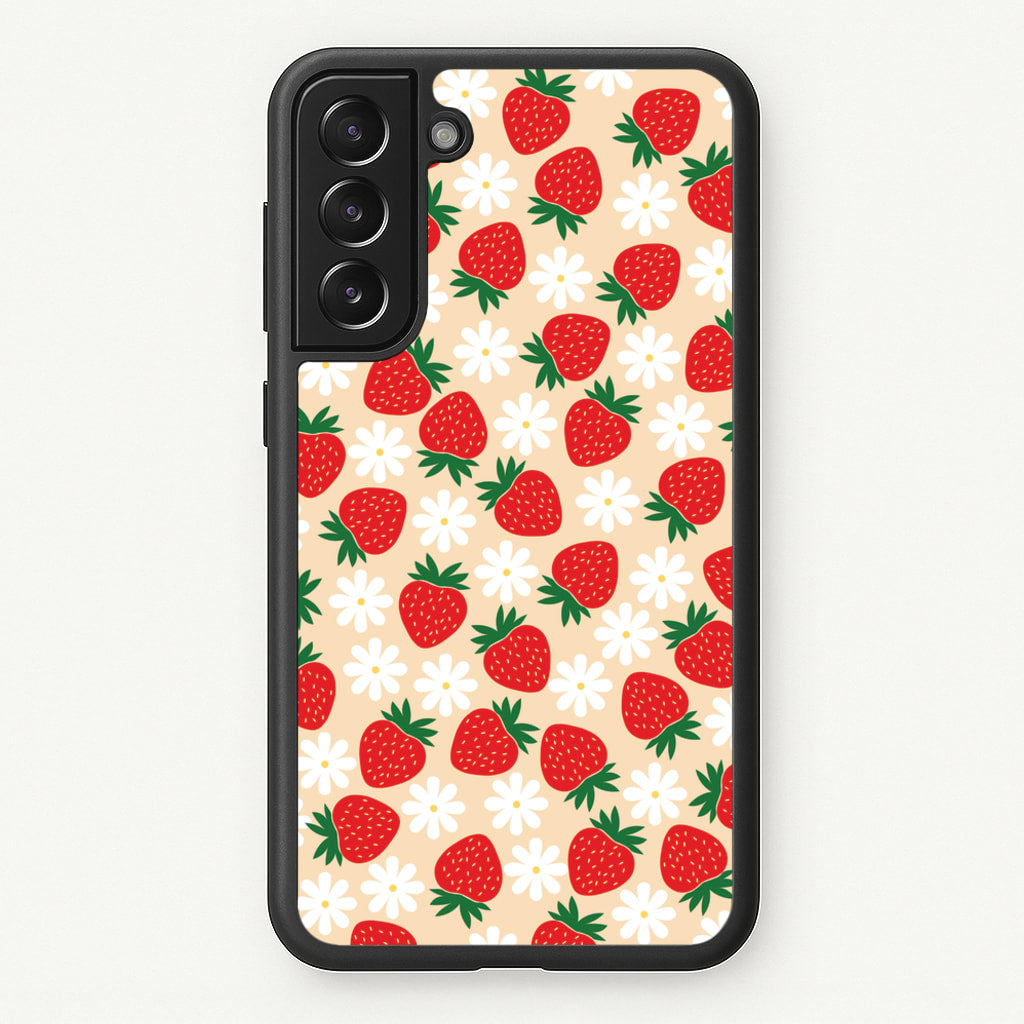 Strawberries and Flowers - Spring Patterns - Spring Phone Case for Galaxy S21 Plus