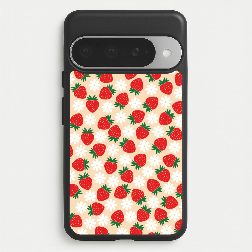 Strawberries and Flowers - Spring Patterns Phone Case for Google Pixel 10 Pro XL