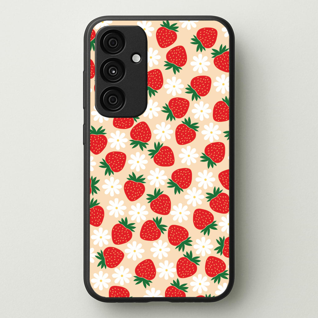 Strawberries and Flowers - Spring Patterns - Spring Phone Case for Galaxy A35