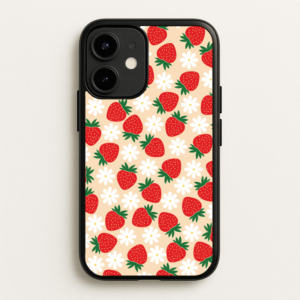 Strawberries and Flowers - Spring Patterns - Spring Phone Case for iPhone 12 Mini
