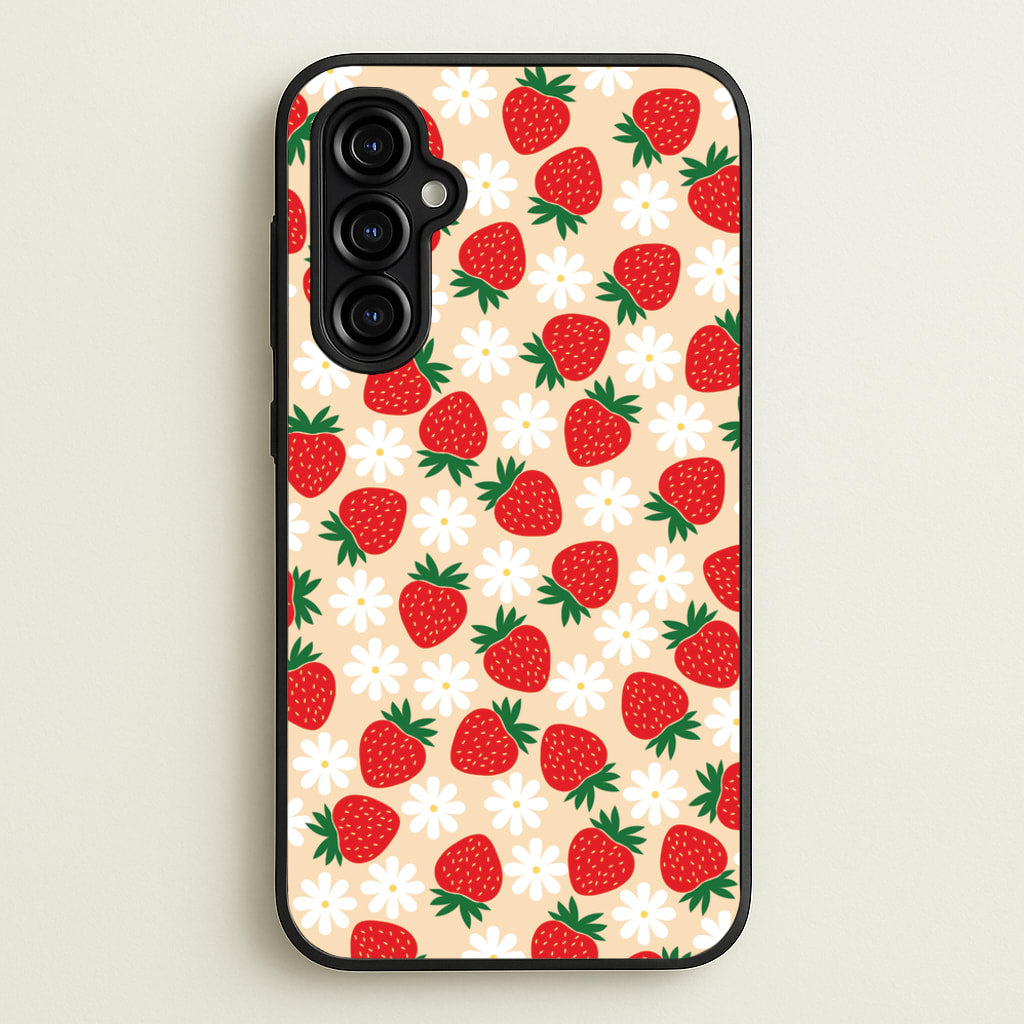 Strawberries and Flowers - Spring Patterns - Spring Phone Case for Galaxy A54