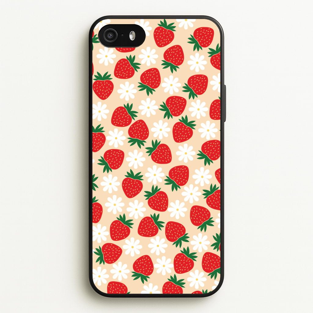 Strawberries and Flowers - Spring Patterns - Spring Phone Case for iPhone 5 / 5s / SE 2016
