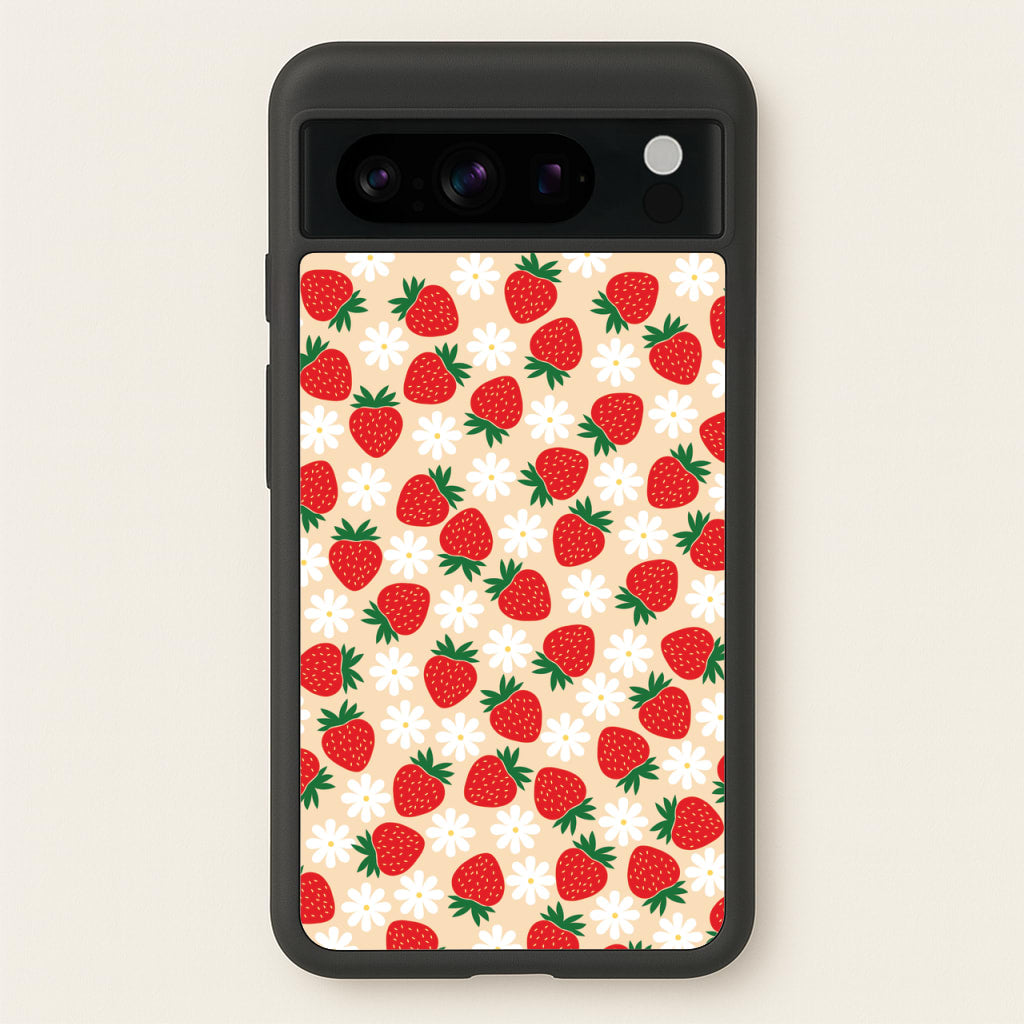 Strawberries and Flowers - Spring Patterns - Spring Phone Case for Google Pixel 8 Pro