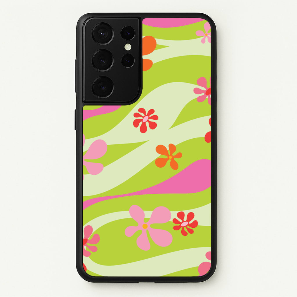 Retro Flowers Pattern - Spring Phone Case for Galaxy S21 Ultra