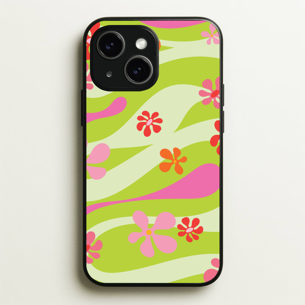 Retro Flowers Pattern - Spring Phone Case for iPhone 15