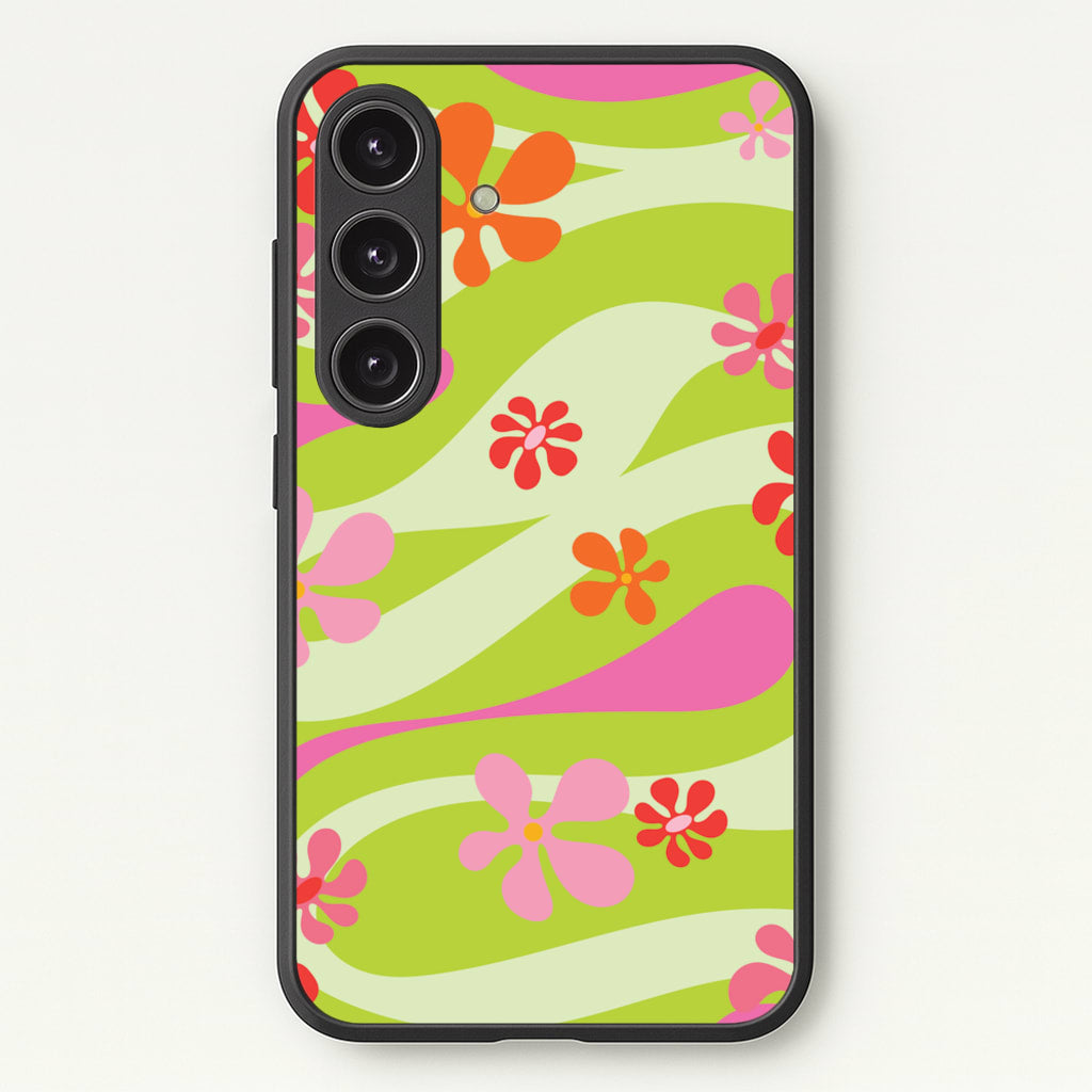 Retro Flowers Pattern - Spring Phone Case for Galaxy S25 Plus