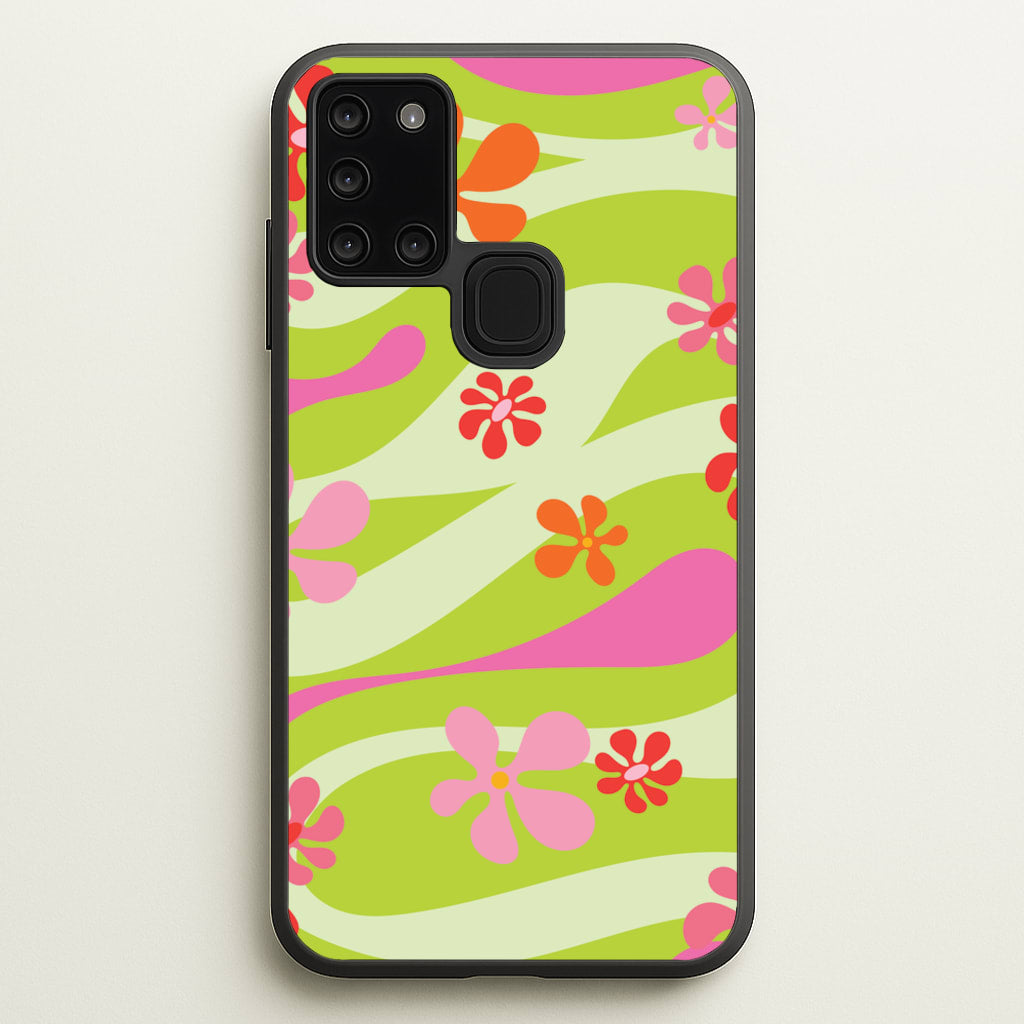 Retro Flowers Pattern - Spring Phone Case for Galaxy A21s