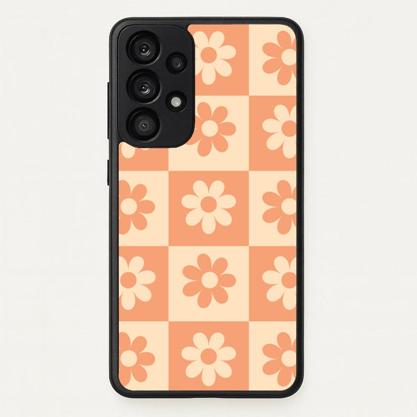 Checkered Flowers Orange - Spring Phone Case for Galaxy A53