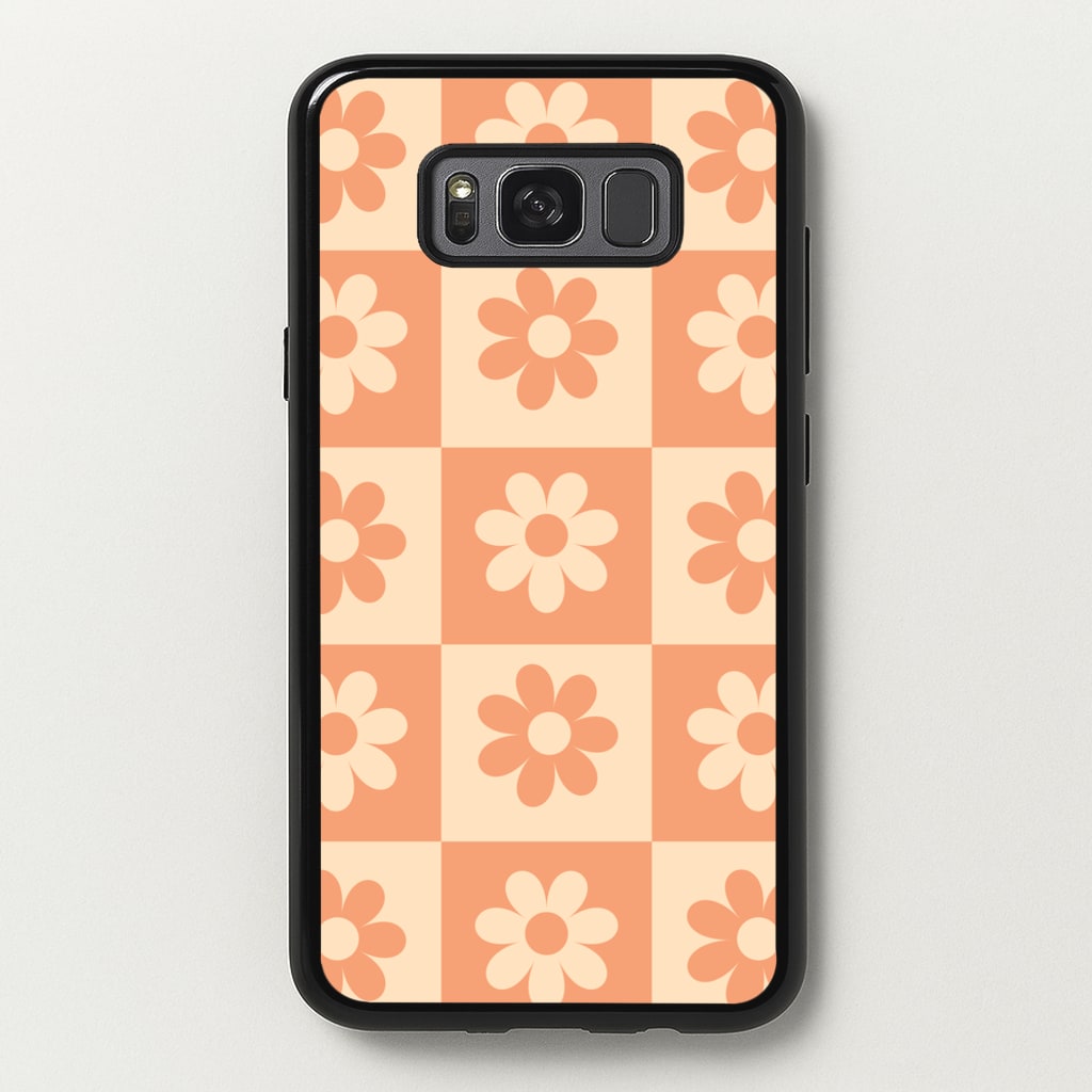 Checkered Flowers Orange - Spring Phone Case for Galaxy S8