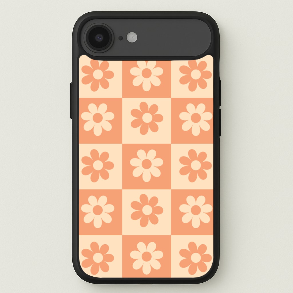 Checkered Flowers Orange Phone Case for iPhone 17 Air