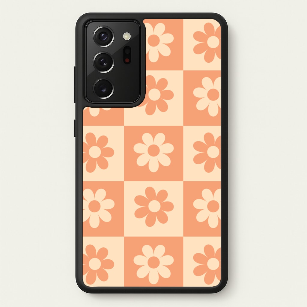 Checkered Flowers Orange - Spring Phone Case for Galaxy Note 20 Ultra