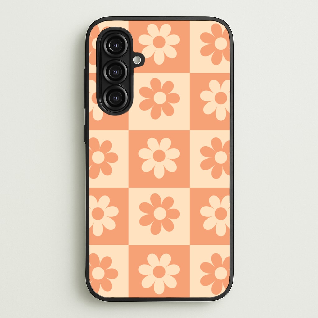 Checkered Flowers Orange - Spring Phone Case for Galaxy A16
