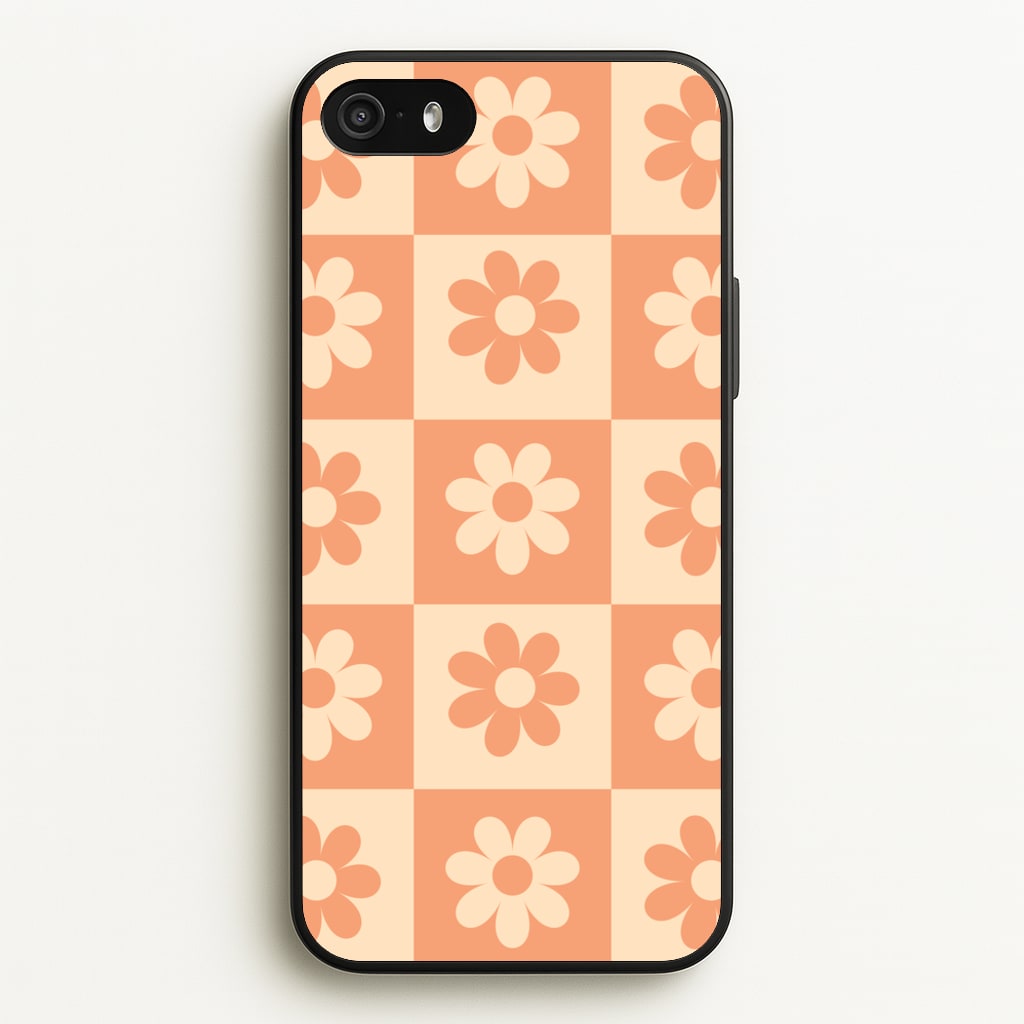 Checkered Flowers Orange - Spring Phone Case for iPhone 5 / 5s / SE 2016