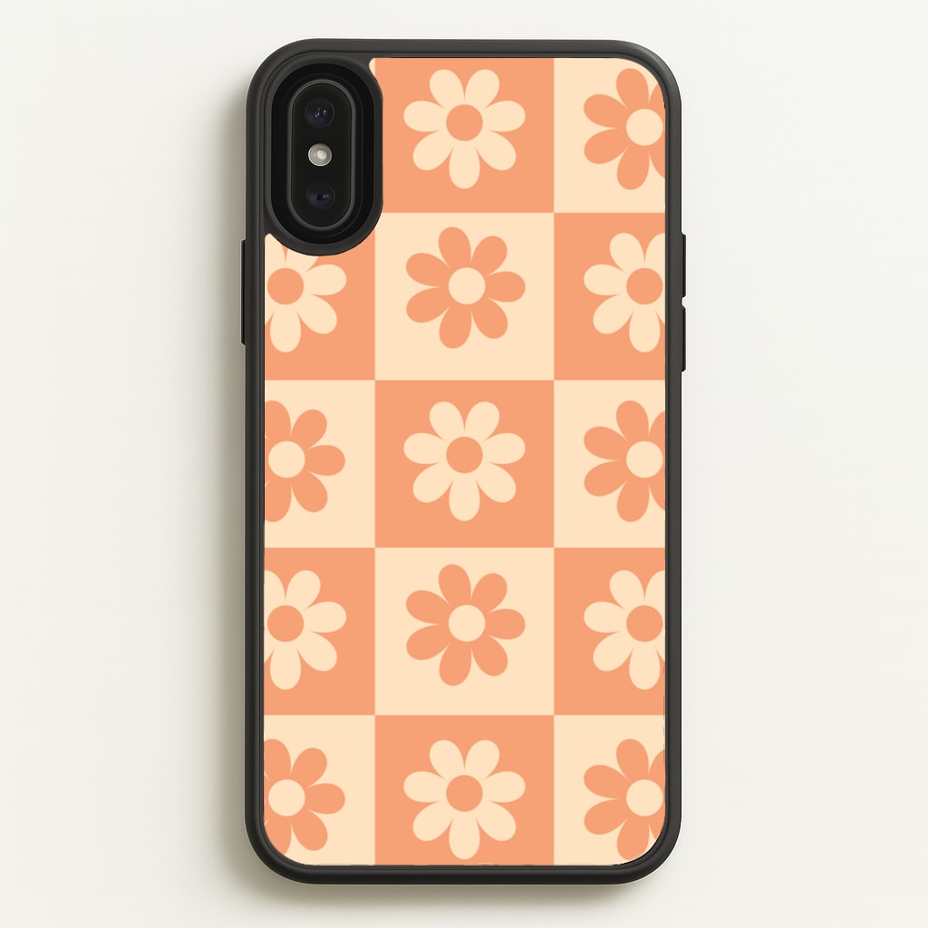 Checkered Flowers Orange - Spring Phone Case for iPhone XS Max