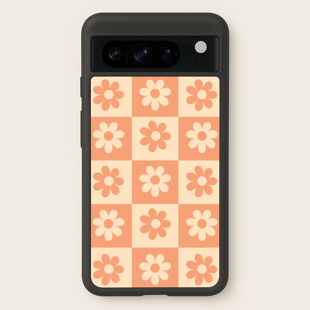 Checkered Flowers Orange - Spring Phone Case for Google Pixel 8 Pro