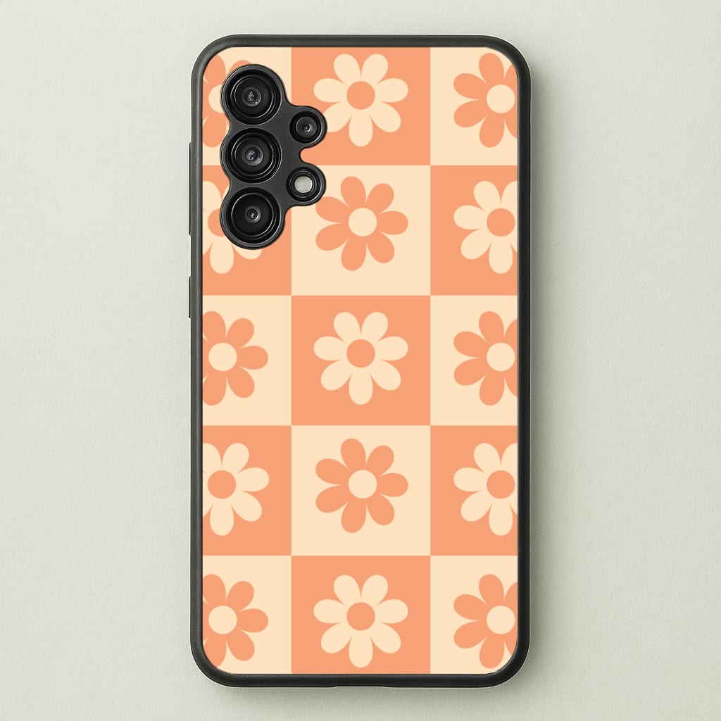 Checkered Flowers Orange - Spring Phone Case for Galaxy A13