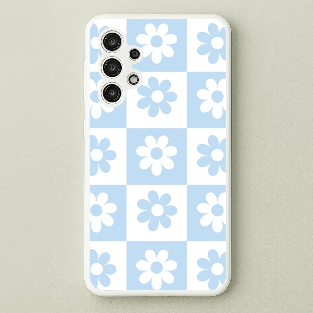Checkered Flowers Blue - Spring Phone Case for Galaxy A13