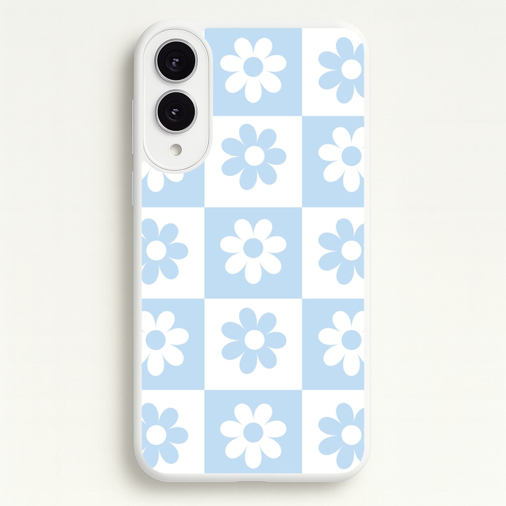 Checkered Flowers Blue - Spring Phone Case for Galaxy S25 Edge