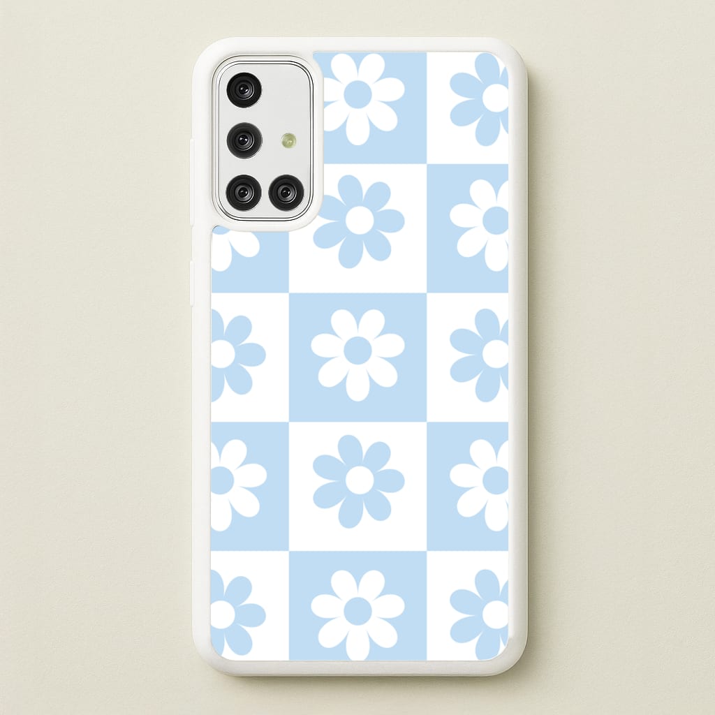 Checkered Flowers Blue - Spring Phone Case for Galaxy A71