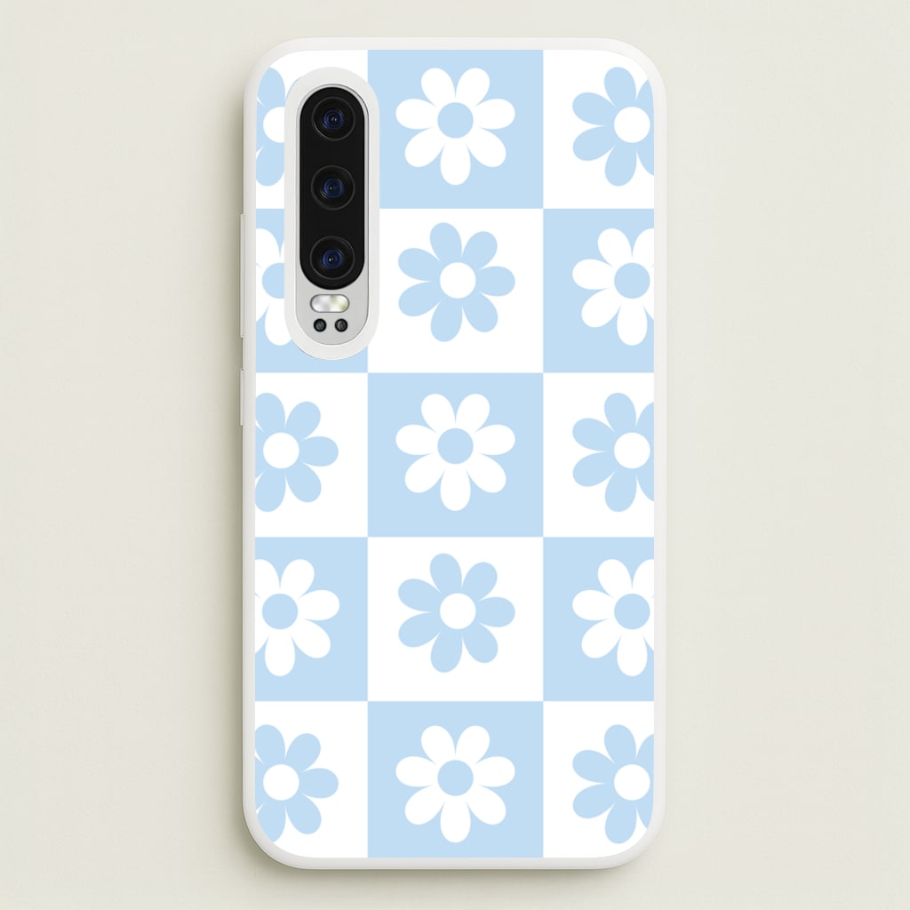Checkered Flowers Blue - Spring Phone Case for Huawei P30