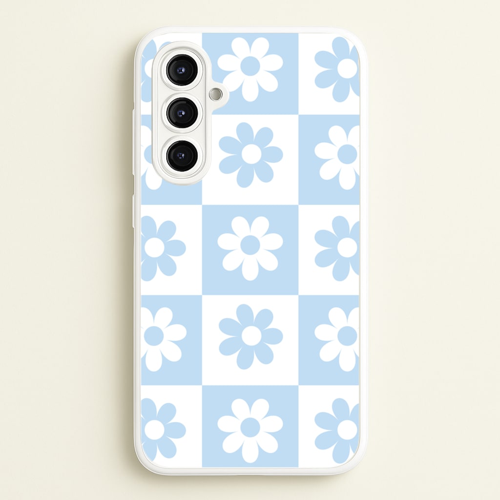 Checkered Flowers Blue - Spring Phone Case for Galaxy A16