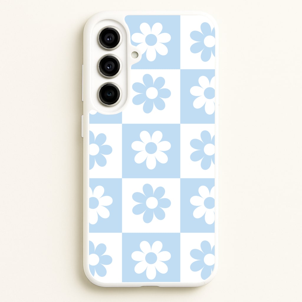 Checkered Flowers Blue - Spring Phone Case for Galaxy A56