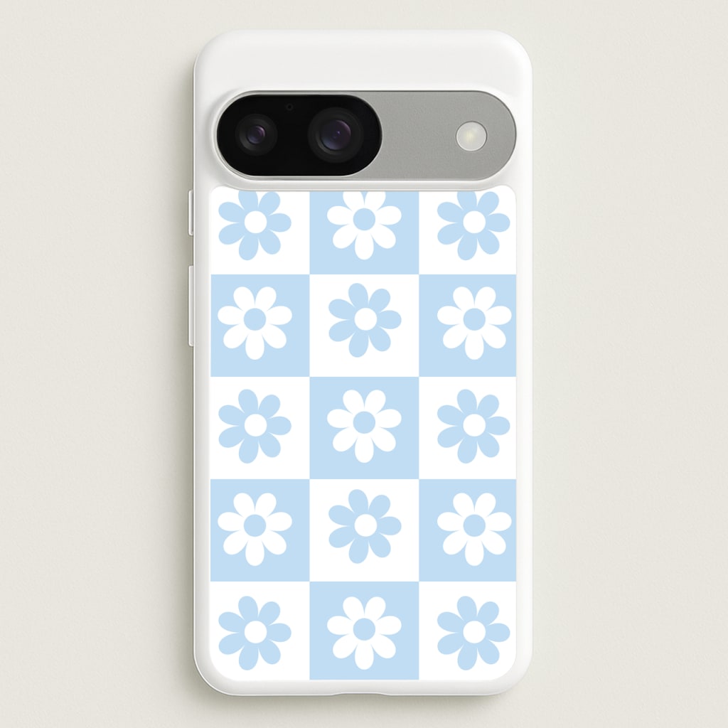 Checkered Flowers Blue - Spring Phone Case for Google Pixel 9 / 9 Pro
