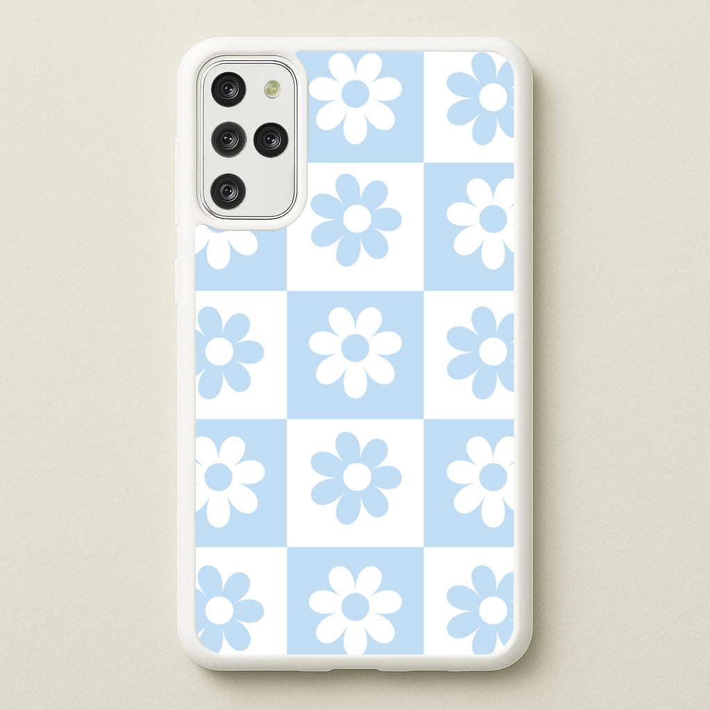 Checkered Flowers Blue - Spring Phone Case for Galaxy S20 Plus