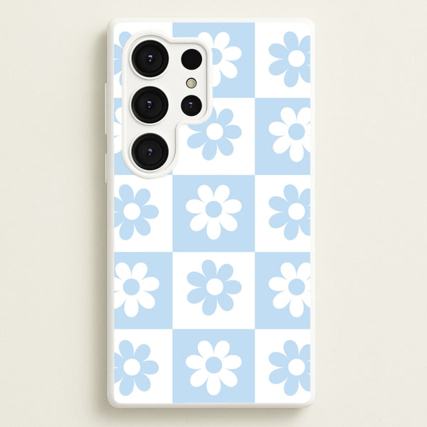 Checkered Flowers Blue - Spring Phone Case for Galaxy S25 Ultra