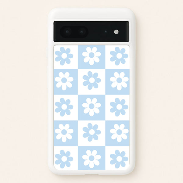 Checkered Flowers Blue - Spring Phone Case for Google Pixel 7