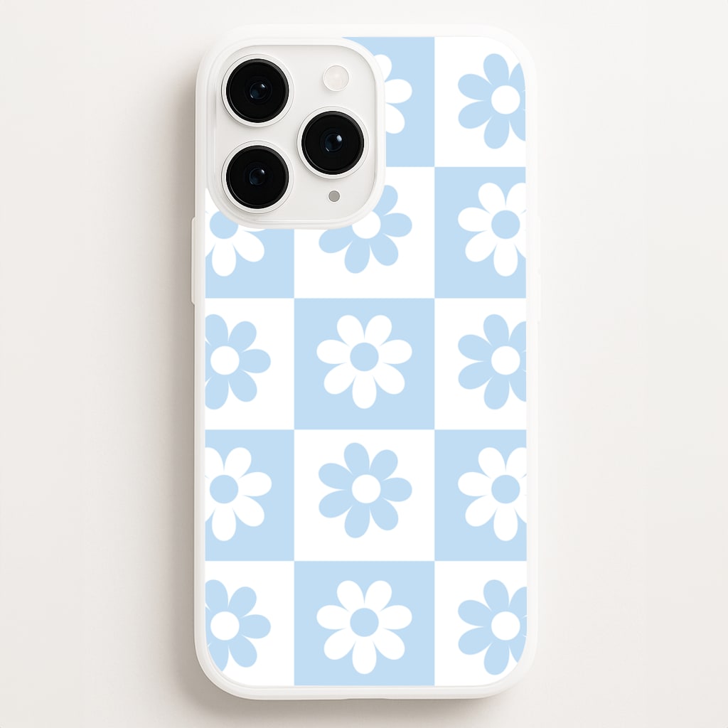 Checkered Flowers Blue - Spring Phone Case for iPhone 12 Pro Max
