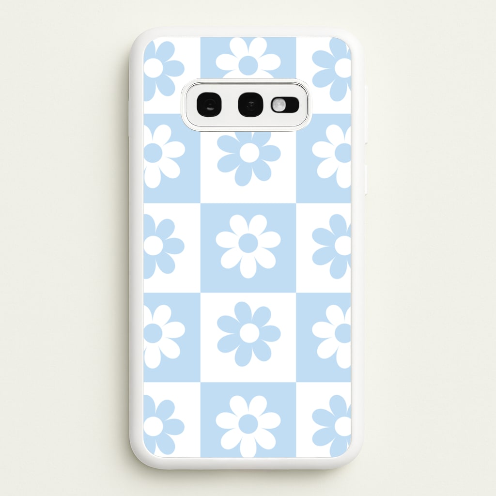 Checkered Flowers Blue - Spring Phone Case for Galaxy S10e