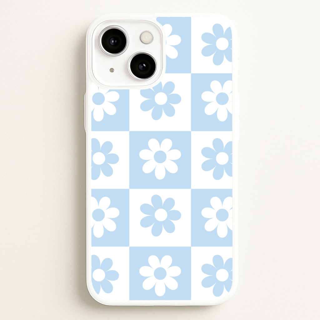 Checkered Flowers Blue - Spring Phone Case for iPhone 13