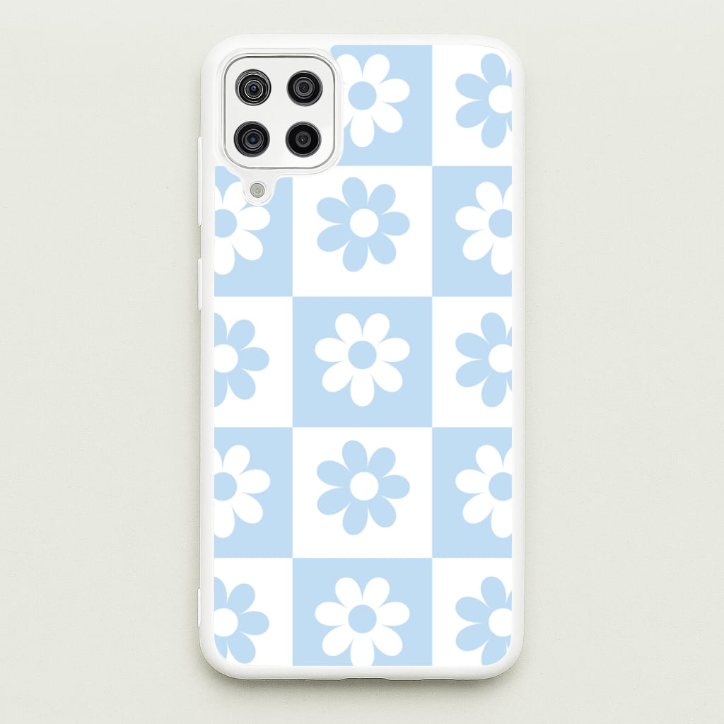 Checkered Flowers Blue - Spring Phone Case for Galaxy A12