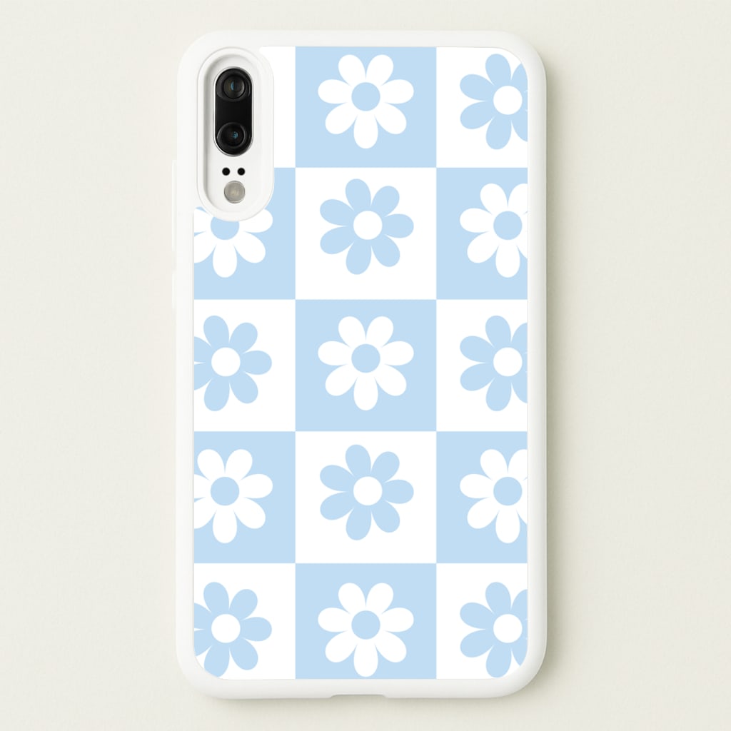 Checkered Flowers Blue - Spring Phone Case for Huawei P20