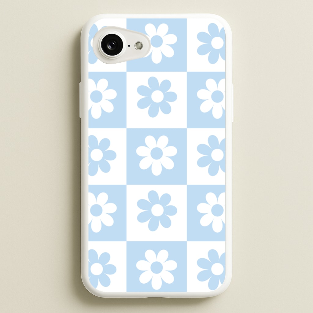 Checkered Flowers Blue - Spring Phone Case for iPhone 16e