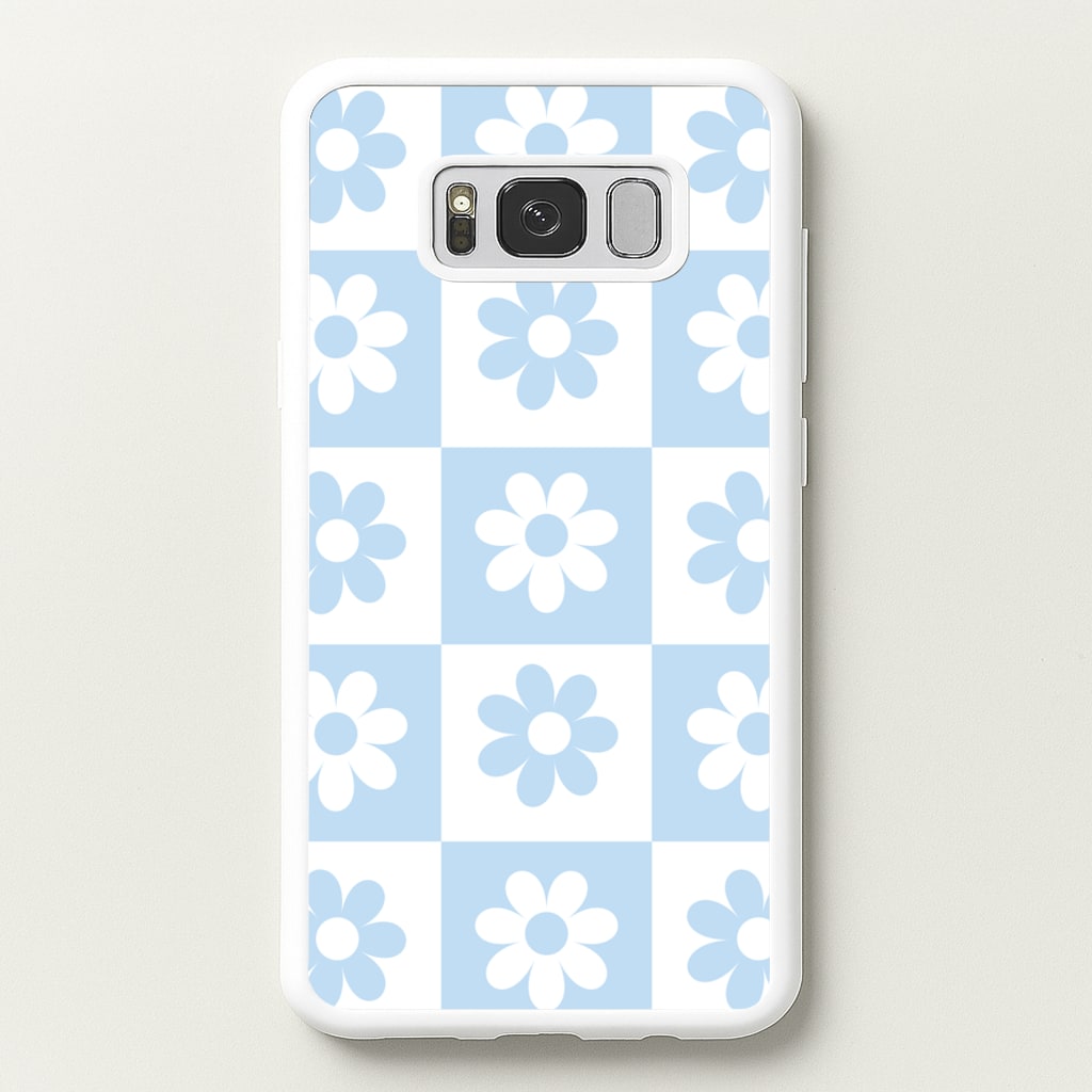 Checkered Flowers Blue - Spring Phone Case for Galaxy S8 Plus