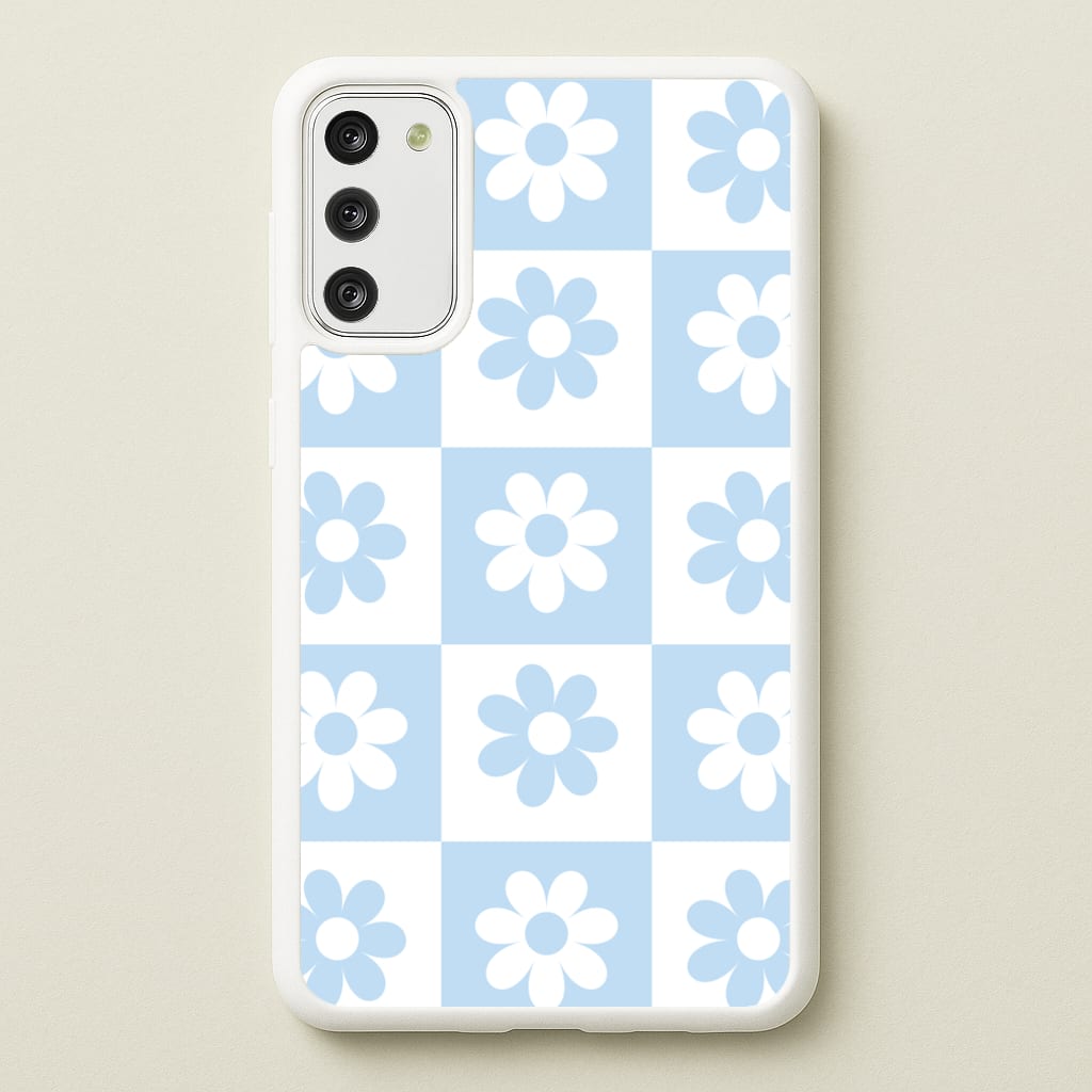 Checkered Flowers Blue - Spring Phone Case for Galaxy S20