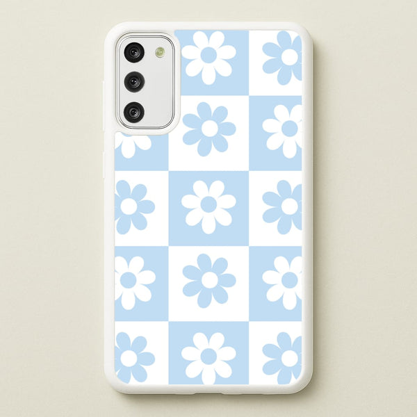 Checkered Flowers Blue - Spring Phone Case for Galaxy S20