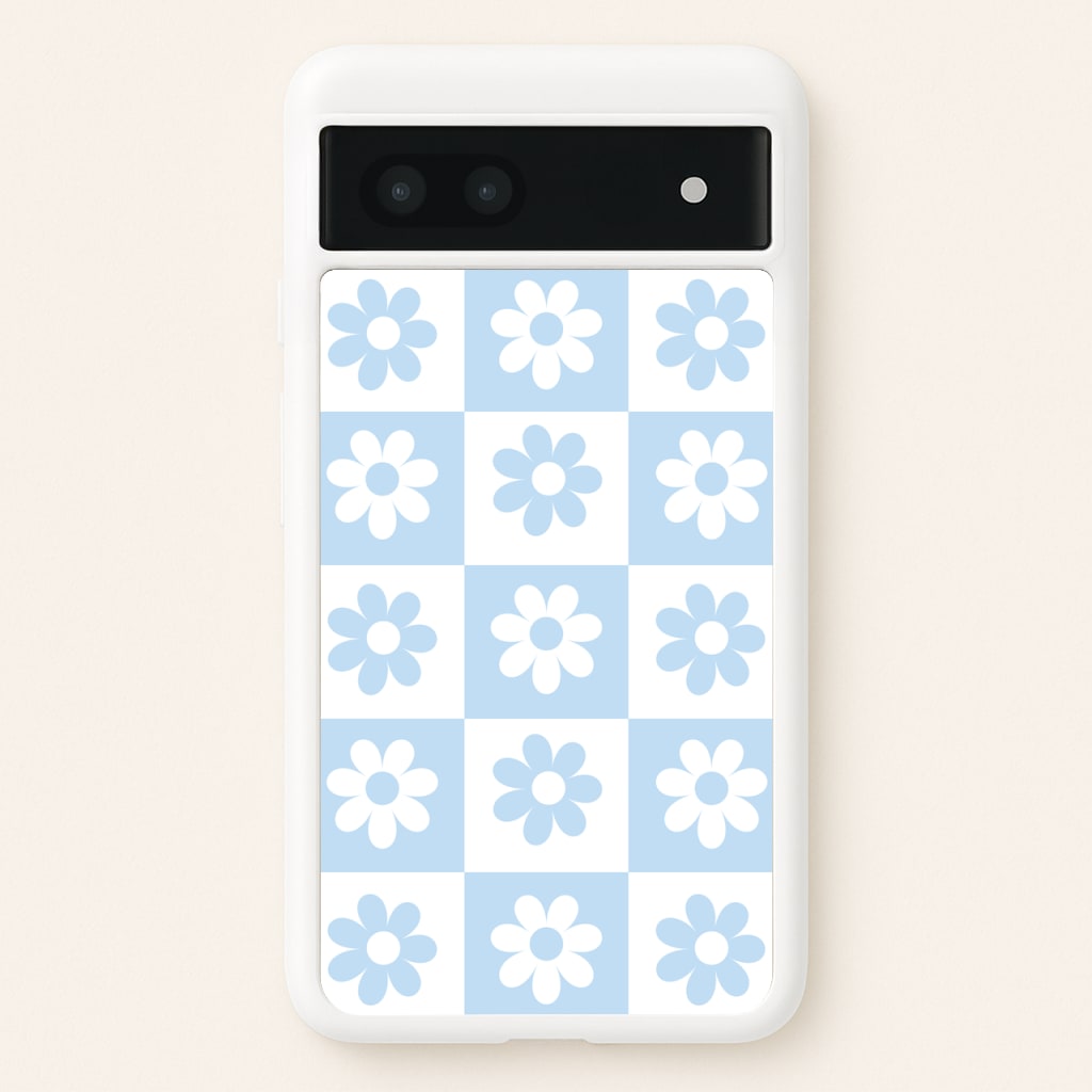 Checkered Flowers Blue - Spring Phone Case for Google Pixel 7a