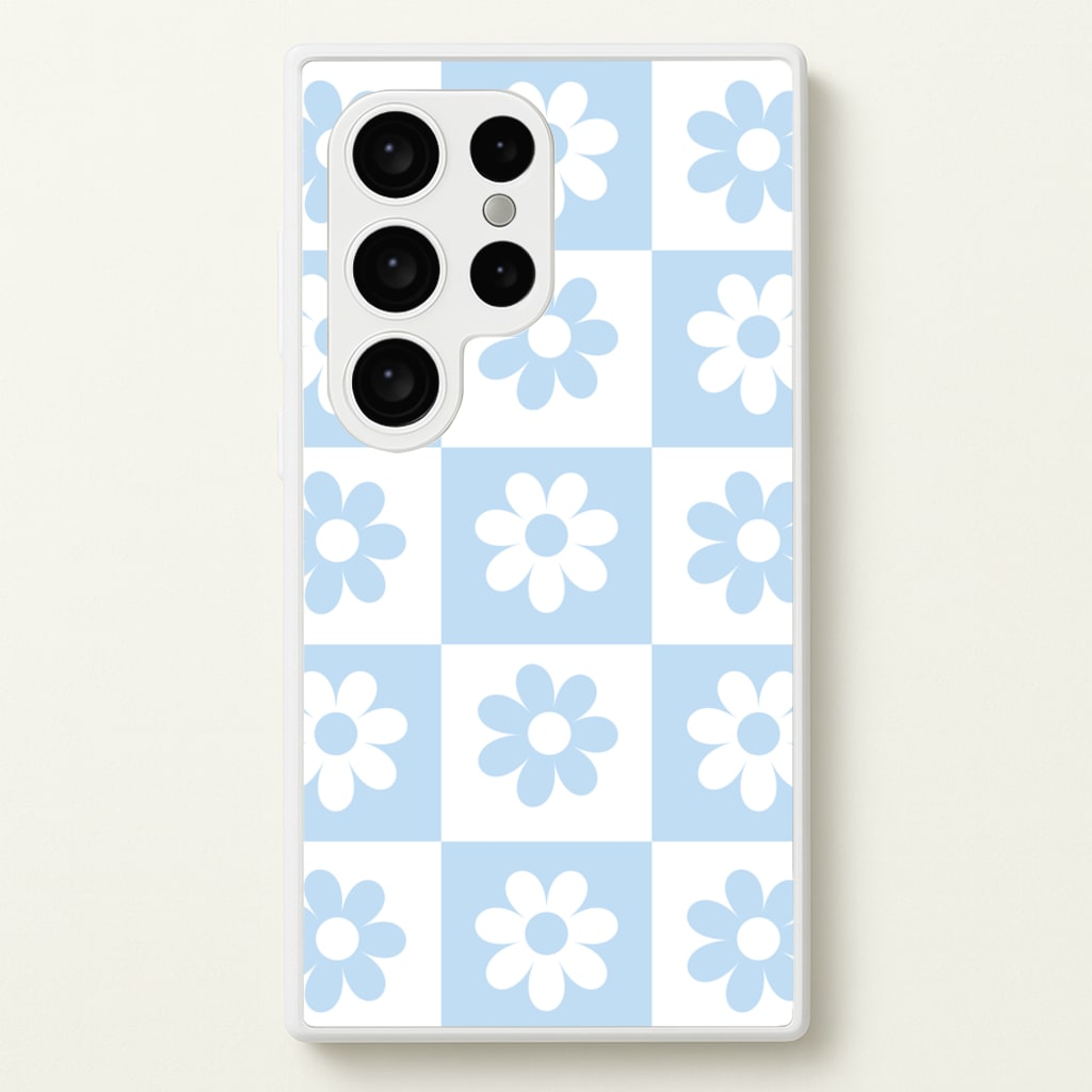 Checkered Flowers Blue - Spring Phone Case for Galaxy S24 Ultra