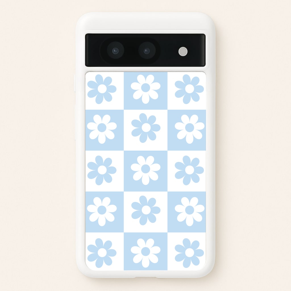 Checkered Flowers Blue - Spring Phone Case for Google Pixel 8a
