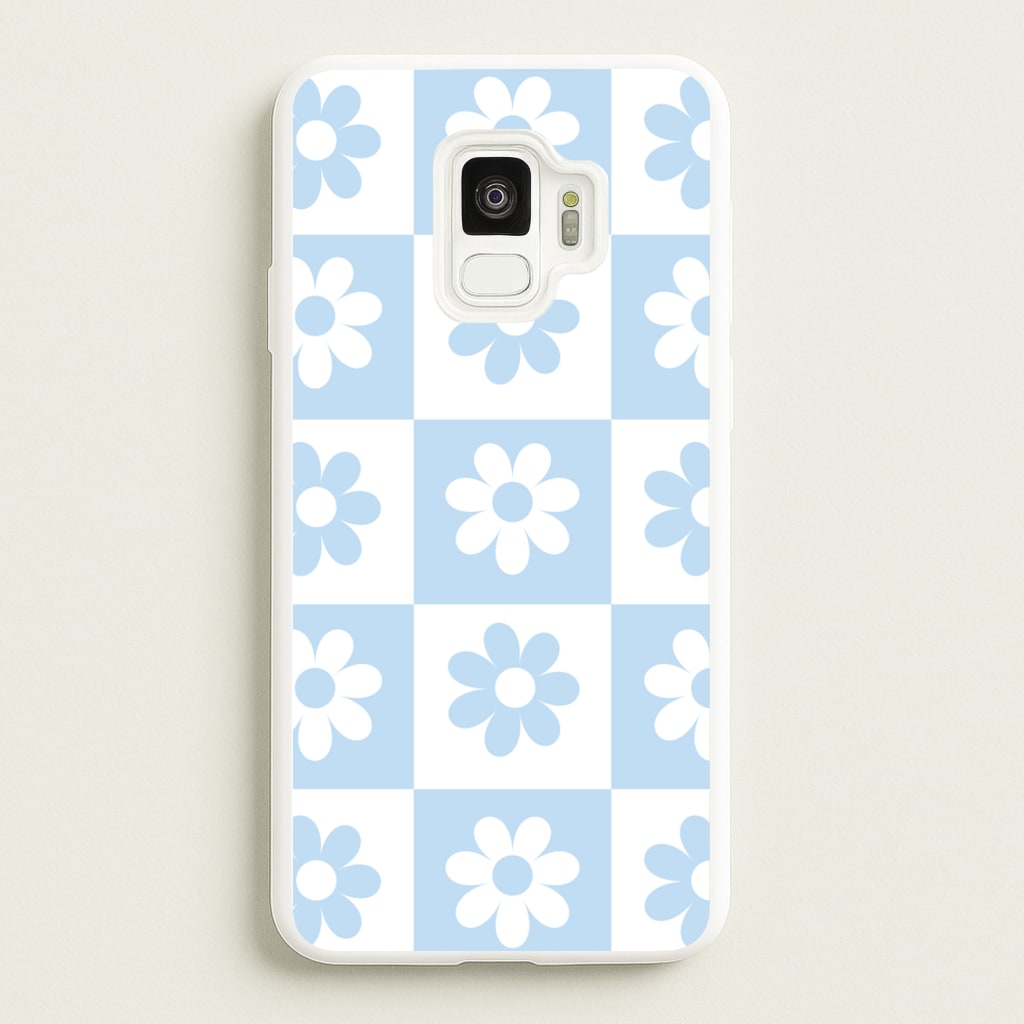 Checkered Flowers Blue - Spring Phone Case for Galaxy S9