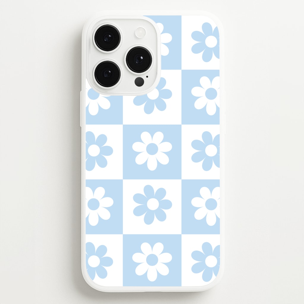 Checkered Flowers Blue - Spring Phone Case for iPhone 13 Pro Max